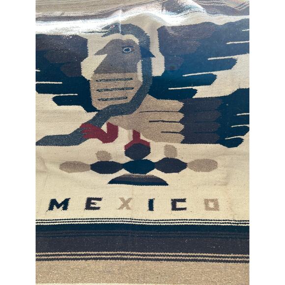 Large Authentic Mexican Baja Beach Blanket Aztec Crested Caracara - Picture 2 of 5